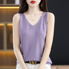 福利款~丁摩羊毛混纺新款女v领短款小众设计修身镂空宽吊带打底针织背心ALQT4-103 商品缩略图13