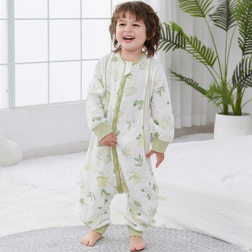 【恬妈推荐】竹棉婴儿抗菌防螨速干自然清凉柔软分腿睡袋春夏季双层纱布儿童睡袋抑菌竹纤维宝宝睡衣薄款80-120码 商品图7