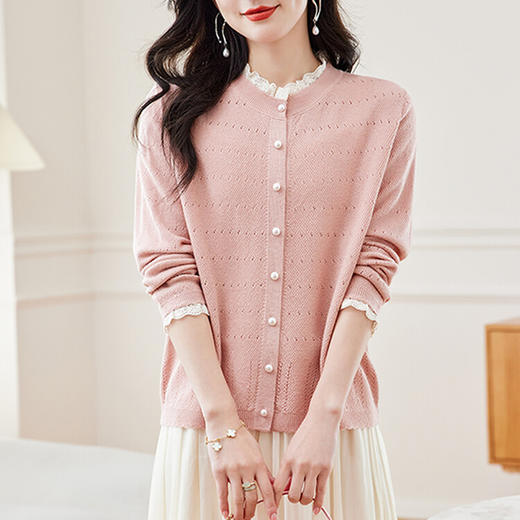 QY1381时尚洋气显瘦气质针织衫女外套单排扣小香风针织上衣女士通勤 商品图2