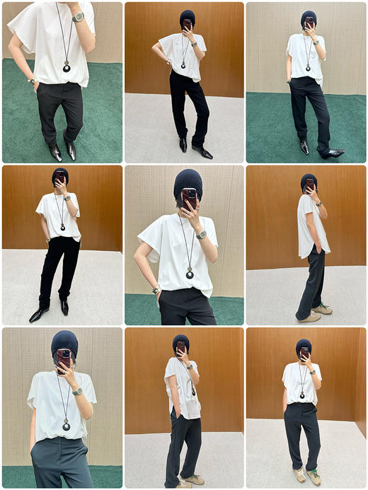 HIDEMI 春夏基础简约经典圆领廓形感柔软女装短袖T恤打底衫 商品图1