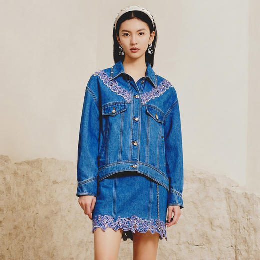 MAXRIENY复古设计感牛仔外套女2023春季气质短外套MC88JA061B80 商品图0