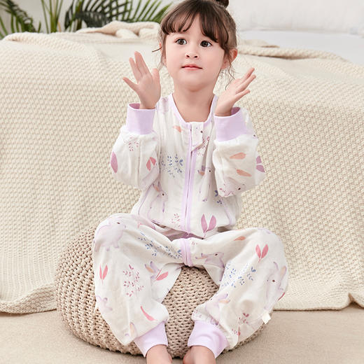 【恬妈推荐】竹棉婴儿抗菌防螨速干自然清凉柔软分腿睡袋春夏季双层纱布儿童睡袋抑菌竹纤维宝宝睡衣薄款80-120码 商品图4