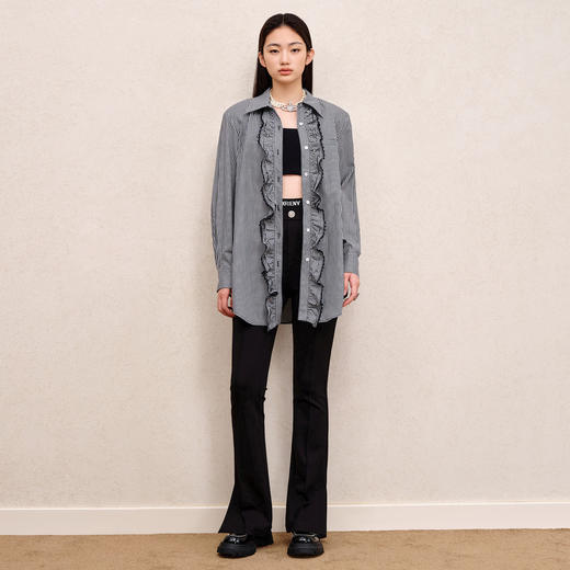 MAXRIENY甜辣风辣妹y2k衬衫黑白格纹宽松慵懒衬衣MS88TP529Z00 商品图1