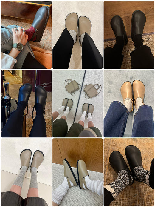 HIDEMI进口小牛皮一脚蹬时装厚底勃肯鞋 商品图1