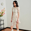 MAXRIENY复古宫廷风米色亮片蕾丝拼接连衣裙23新款夏日浪漫小白裙MS88DR339A20 商品缩略图2