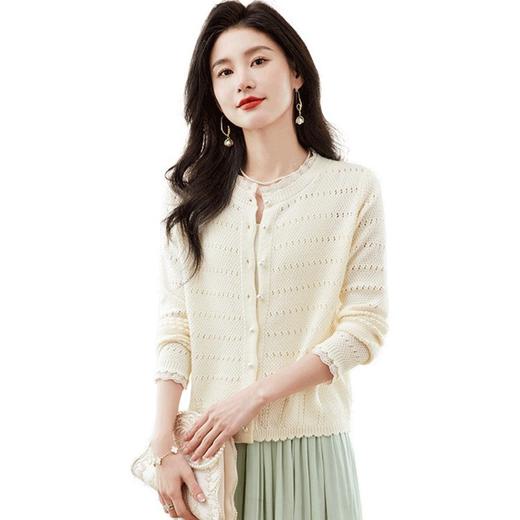 QY1381时尚洋气显瘦气质针织衫女外套单排扣小香风针织上衣女士通勤 商品图4