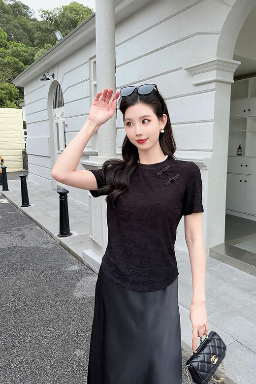 圆领中式盘扣山水画短袖衫 9522040013 商品图3