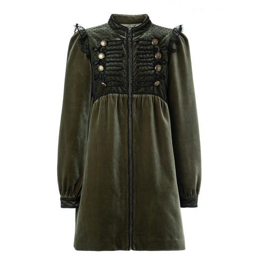 MAXRIENY波点网纱丝绒连衣裙式外套2023冬季大衣女MC87JA814C80 商品图4