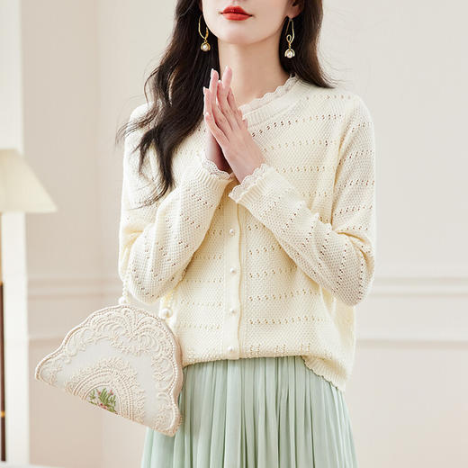 QY1381时尚洋气显瘦气质针织衫女外套单排扣小香风针织上衣女士通勤 商品图1