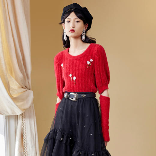 MAXRIENY复古截短针织毛衫秋装上衣女毛衣针织衫MC87SW524A90 商品图0