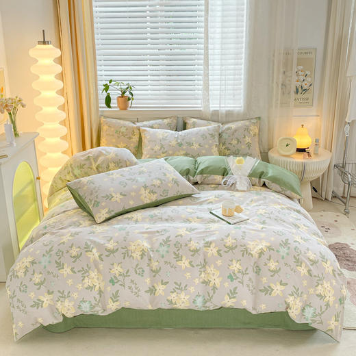 全棉印花AB版清新印花风格纯棉学生宿舍三/四件套床上用品可机洗 商品图8