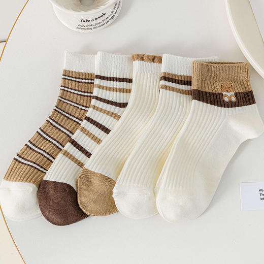 【小熊刺绣短袜】袜子女短筒棉质春夏季短袜小熊刺绣百搭低帮ins潮女 商品图1