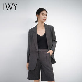 IWY/高端时尚灰色西装套装女设计感短裤套装休闲春秋白领穿搭上班C13517+P53517