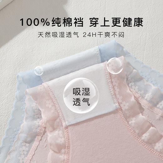 【7A级纯棉抑菌】内裤女甜美蕾丝立体提花三角内裤全棉裆6627#花季蜜梨内裤5条装 商品图4