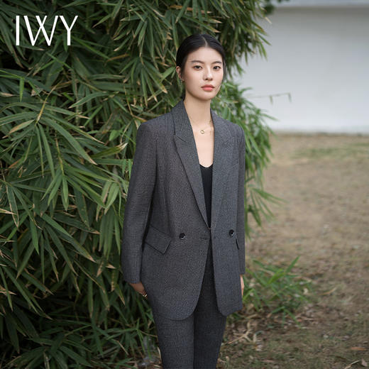 IWY/高级灰色职业西装套装女气质长款通勤西服经理宽松休闲工作服C13517+P33517 商品图1