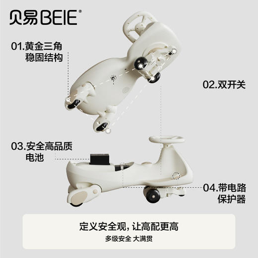 贝易电动扭扭车儿童防侧翻宝宝汽车可坐大人摩托车小孩四轮卡丁车【会员下单送头盔】 商品图2