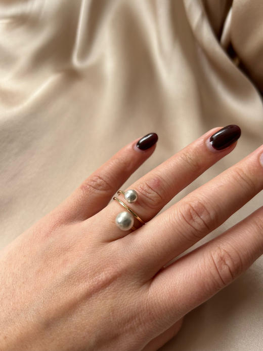 AWU｜GA2-14K - Galaxy double Ring [ 瀚 双银珠 开口戒指 ] 商品图0