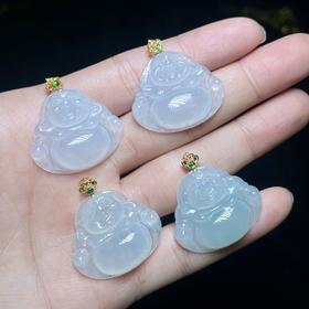 D18K翡翠吊坠-云纹扣佛公30*31