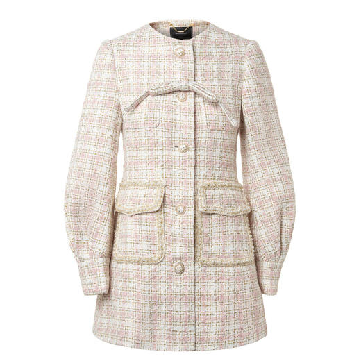 MAXRIENY刺绣领粉金格纹大衣2023冬季新款外套女MS88CT540Z10 商品图4