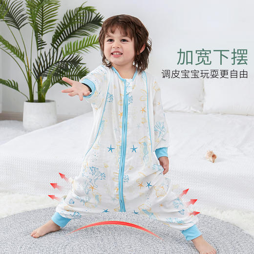 【恬妈推荐】竹棉婴儿抗菌防螨速干自然清凉柔软分腿睡袋春夏季双层纱布儿童睡袋抑菌竹纤维宝宝睡衣薄款80-120码 商品图5