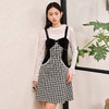 MAXRIENY精致复古氛围感黑白格露肩吊带小黑裙秋装2023新款连衣裙MS88DR522Z00 商品缩略图0