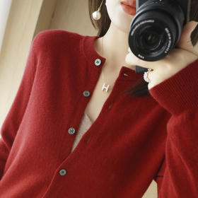 ALBB-新款2024春季OL气质开衫长袖圆领直筒型毛衣女式针织衫