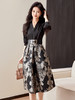 2024春装韩版新款时尚印花拼色气质修身女中长款连衣裙QY23216 商品缩略图2