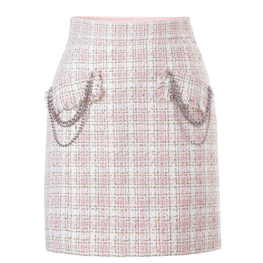 MAXRIENY恋恋小香半裙粉金花纱格纹冬装女复古半身裙MC87SK755Z10 商品图4