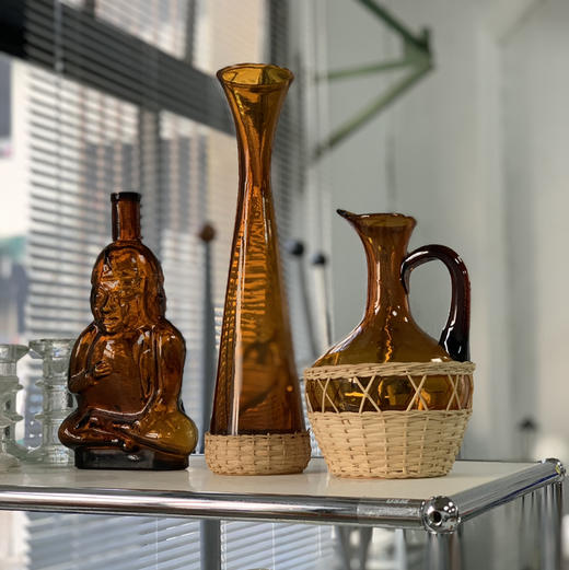 西班牙产藤编琥珀玻璃水罐/花瓶 商品图7