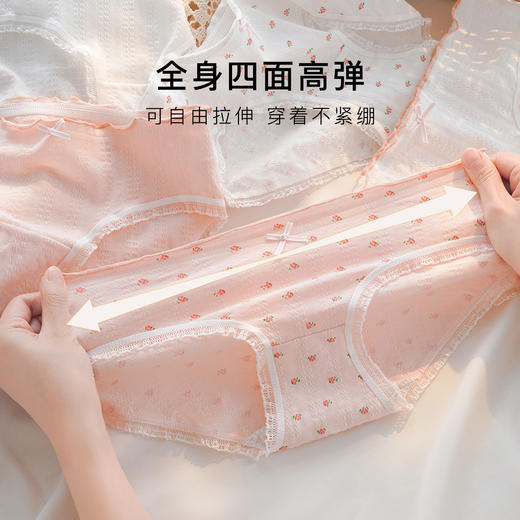 甜美蕾丝少女三角内裤女纯棉抑菌底裆高弹不勒不夹臀168樱花少女内裤5条装 商品图4