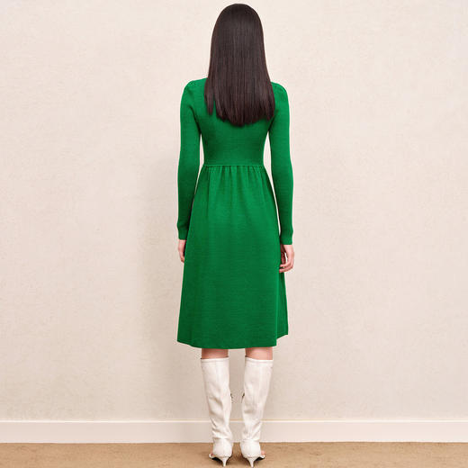 MAXRIENY精致复古风针织连衣裙2023秋冬新款收腰显瘦羊毛混纺裙子MS88DR553G50 商品图3