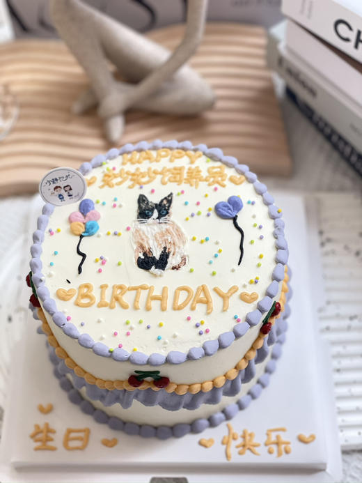 手绘猫奶油蛋糕 下单前请仔细阅读商品详情 商品图0