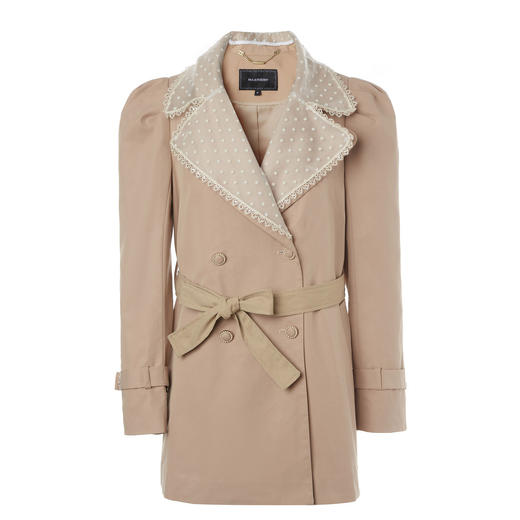 MAXRIENY极简通勤风钉珠蕾丝大翻领风衣2023春季新款大衣女中长款MS88WB004X10 商品图4