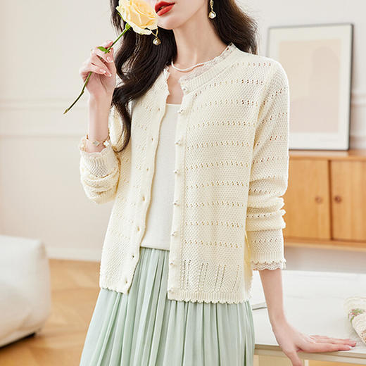 QY1381时尚洋气显瘦气质针织衫女外套单排扣小香风针织上衣女士通勤 商品图0