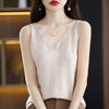 福利款~丁摩羊毛混纺新款女v领短款小众设计修身镂空宽吊带打底针织背心ALQT4-103 商品缩略图10