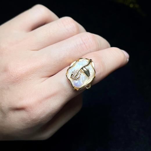 珍珠戒指-叶子全包合金开口戒17*21 商品图0