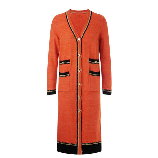 MAXRIENY橙色撞边毛织长外套2023开衫长大衣毛衫针织MC87JA764E30 商品图4
