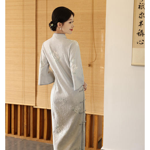春秋新中式提花复古民国淑女风改良版长袖旗袍LSB2241 商品图4