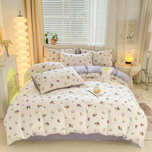 全棉印花AB版清新印花风格纯棉学生宿舍三/四件套床上用品可机洗 商品图9
