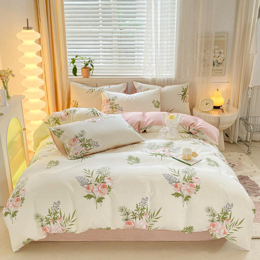 全棉印花AB版清新印花风格纯棉学生宿舍三/四件套床上用品可机洗 商品图1