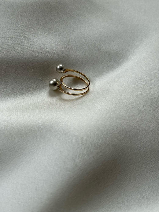 AWU｜GA2-14K - Galaxy double Ring [ 瀚 双银珠 开口戒指 ] 商品图3