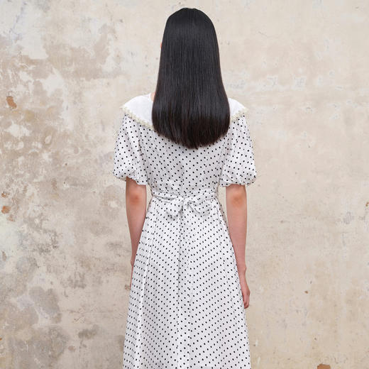 MAXRIENY海岛度假复古风波点连衣裙温柔甜美少女感翻领泡MS88DR351D00 商品图3