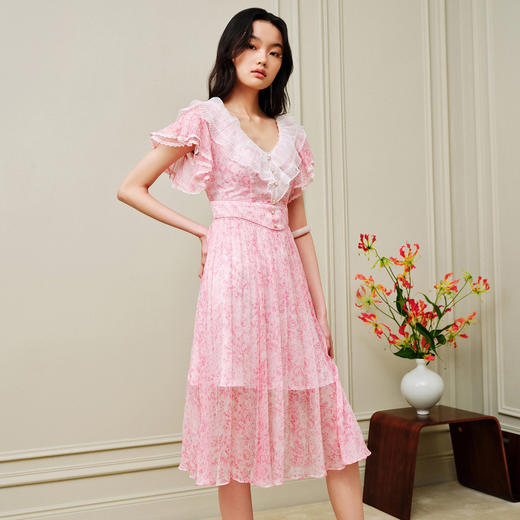 MAXRIENY浪漫氛围感碎花真丝连衣裙2023新款度假风裙子MS88DR072F10 商品图1