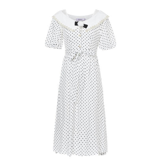 MAXRIENY海岛度假复古风波点连衣裙温柔甜美少女感翻领泡MS88DR351D00 商品图4