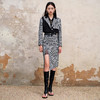 MAXRIENY通勤风黑白拼接格纹不对称西装截短款2023早秋短外套女MS88JA547Z00 商品缩略图1