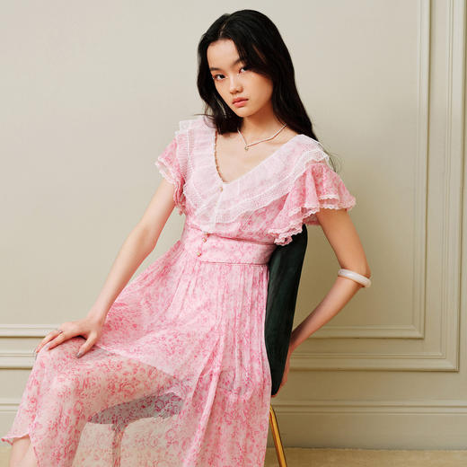 MAXRIENY浪漫氛围感碎花真丝连衣裙2023新款度假风裙子MS88DR072F10 商品图2