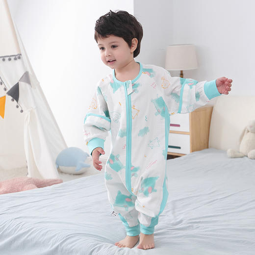 婴儿睡袋春夏款前四后二轻揉软糯亲肤宝宝防踢被新款儿童睡袋家居婴儿纯棉纱布分腿睡袋80-120码 商品图3