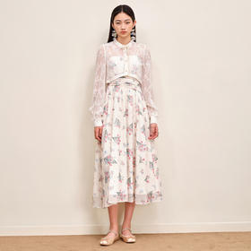 MAXRIENY温柔度假仙美风印花连衣裙蕾丝外搭小衫外套两件套套装MS88DR535F10