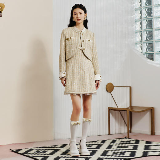 MAXRIENY千金小香风背带连衣裙粗2023粗花呢吊带裙MC88DR075A20 商品图2