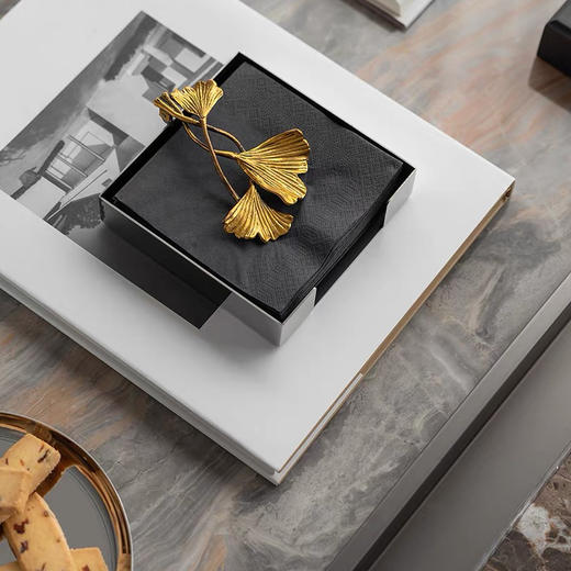 餐厅银杏叶餐巾纸盒商用简约收纳盒 商品图3